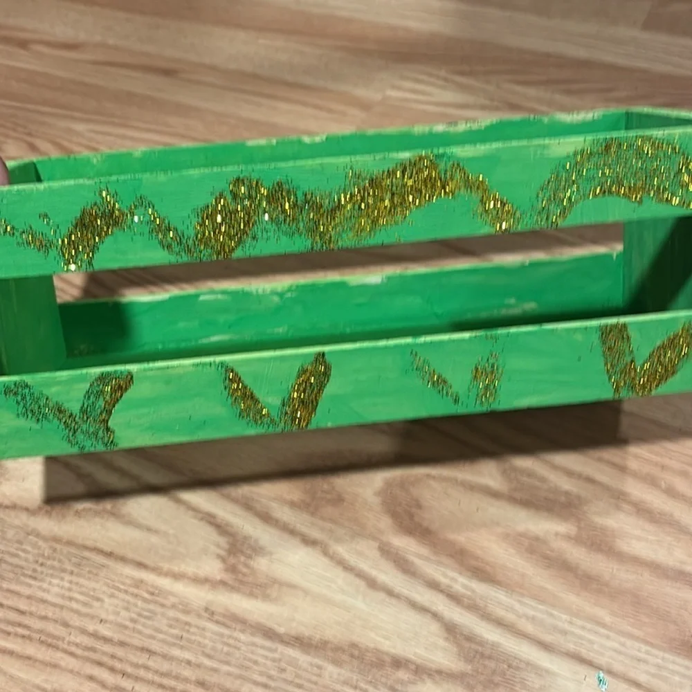 Wooden shelf to hold “animals” for adoption- party favors